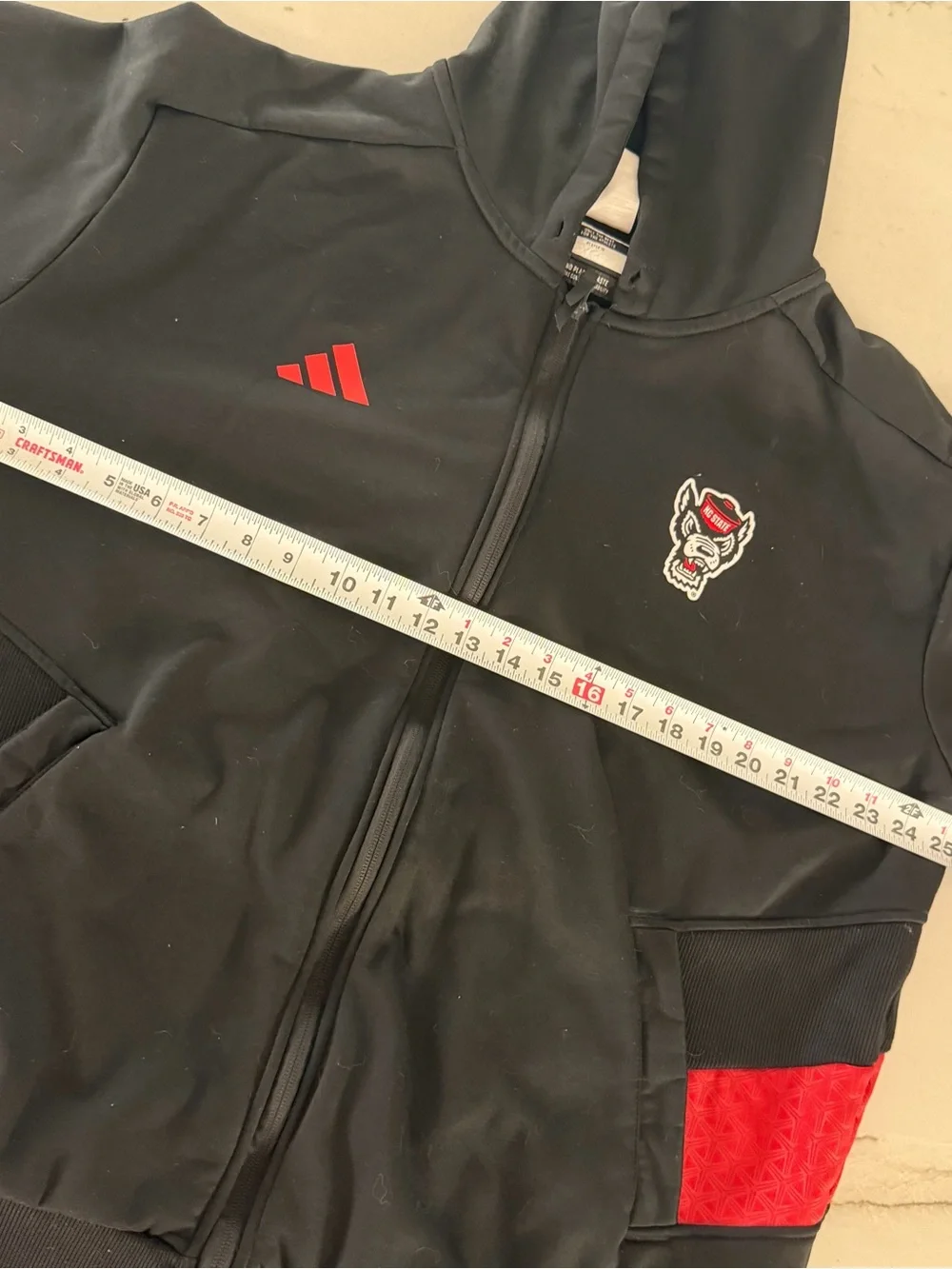 NC State Wolfpack Jacket Men XL Black Adidas Full Zip Basketball Windbreaker